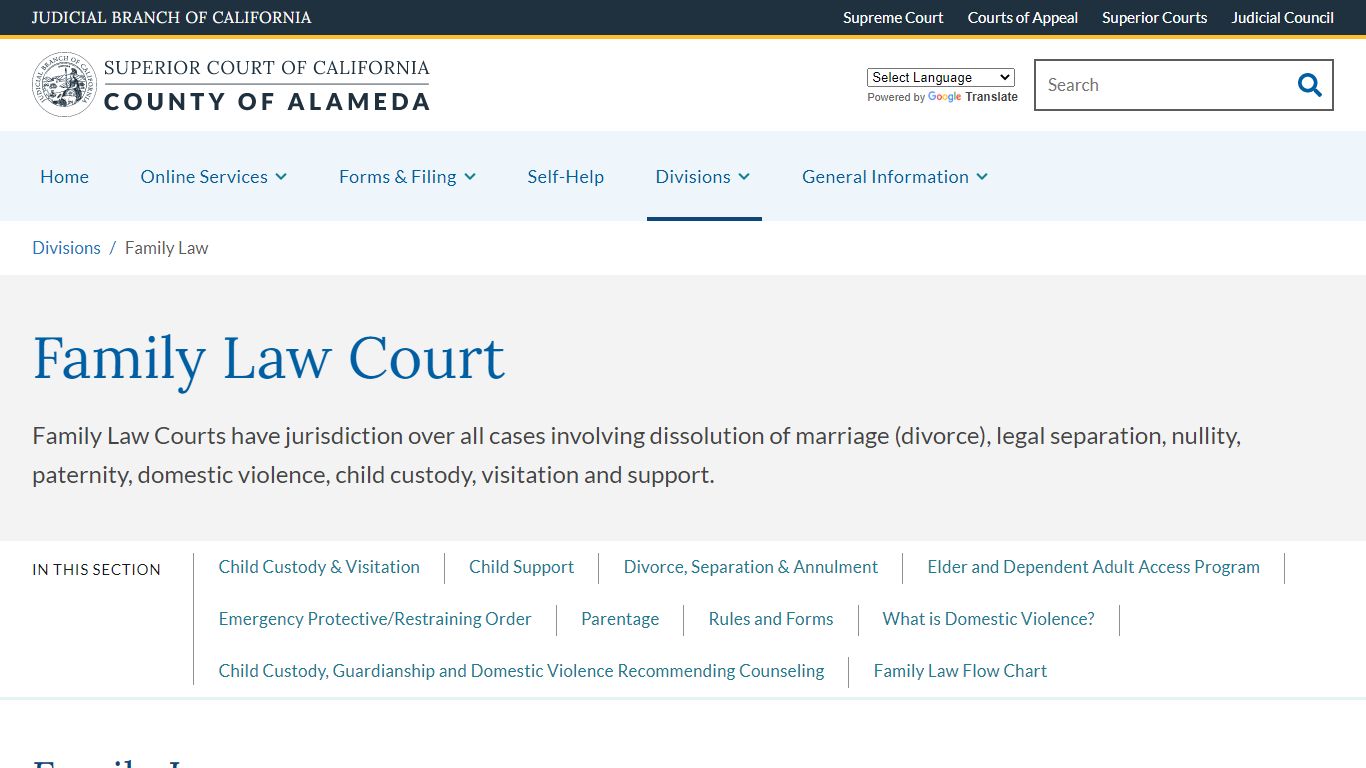 Family Law | Superior Court of California | County of Alameda