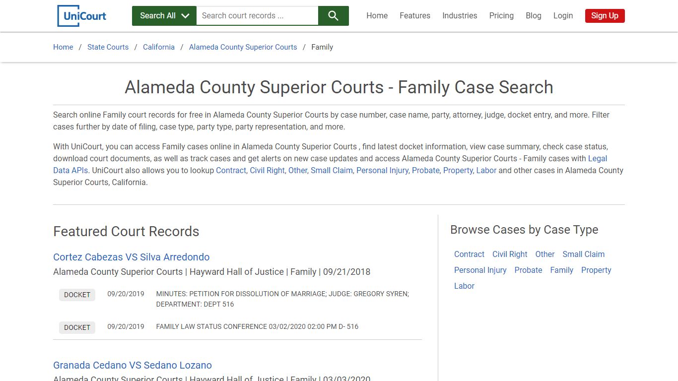 Alameda County Superior Courts - Family Case Search