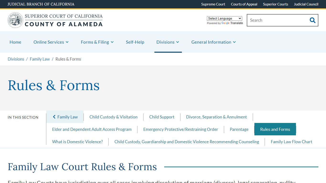 Rules & Forms | Superior Court of California | County of Alameda